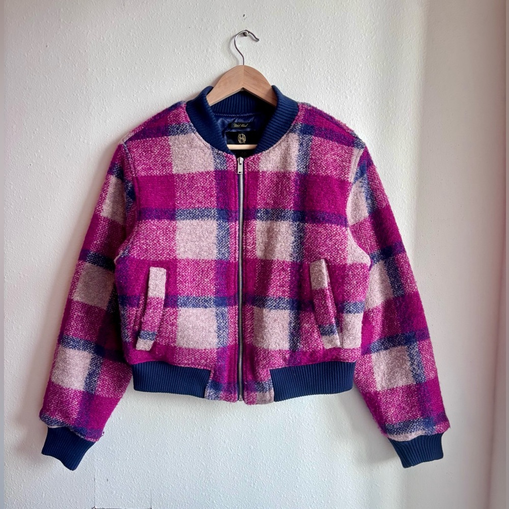 House of Harlow 1960 Plaid Wool Blend Bomber Jacket M